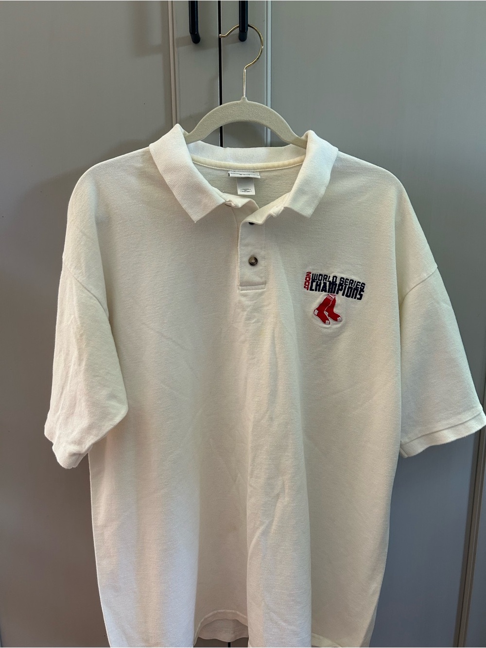 Anvil White Polo with Red Embroidered Logo - Boston Champions